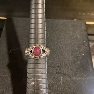 Elegant Silver color and Red Gemstone costume Ring